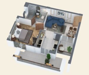 Haridwar One 1BHK-A Floor Plan